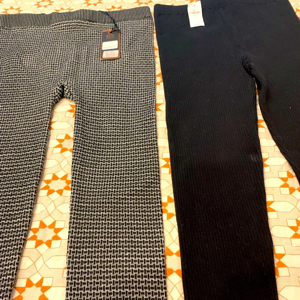 Two pair of heavyweight leggings. One Gap. One QED from London.